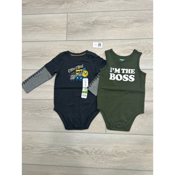 Lot of 2 Baby Bodysuits 24M NWT – “Choo Choo” & “I’m The Boss” - Picture 1 of 5